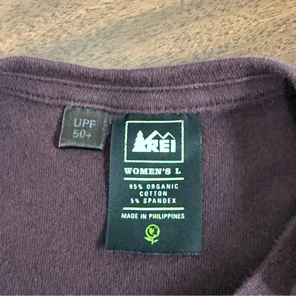 REI Women’s Organic Cotton Long Sleeve Top L | Plum UPF 50+ Hiking Tee - Picture 5 of 7